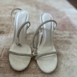 Forever 21 White Beaded Heels
